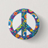 Hippy 60s Boho Peace Sign Ronde Button 3,2 Cm (Voorkant)