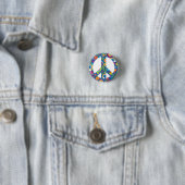 Hippy 60s Boho Peace Sign Ronde Button 3,2 Cm (In situ)