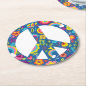 Hippy 60s Boho Peace Sign Ronde Kartonnen Onderzetter (Gebogen)