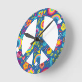 Hippy 60s Boho Peace Sign Ronde Klok (Hoek)