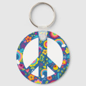 Hippy 60s Boho Peace Sign Sleutelhanger (Voorkant)