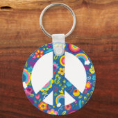Hippy 60s Boho Peace Sign Sleutelhanger (Voorkant)
