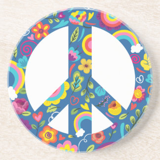 Hippy 60s Boho Peace Sign Zandsteen Onderzetter