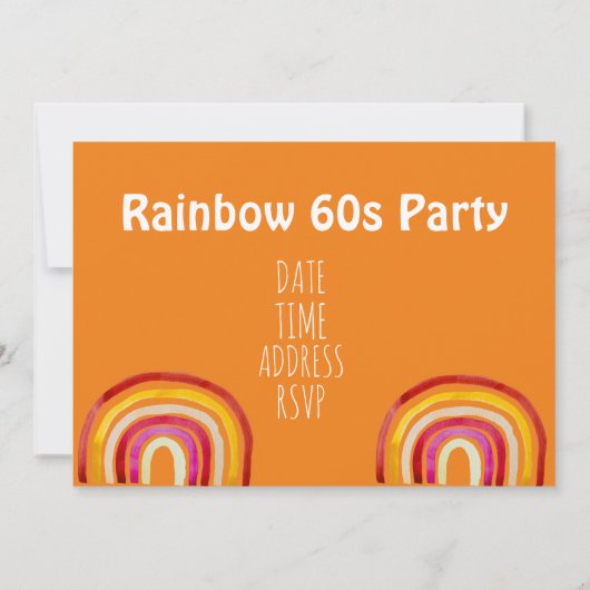Hippy 60s regenboogretro-party themauitnodiging kaart (Achterkant)