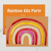 Hippy 60s regenboogretro-party themauitnodiging kaart (Voorkant / Achterkant)