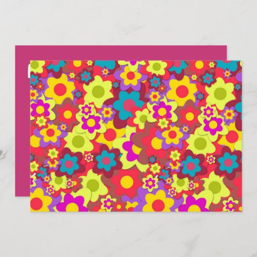 Hippy 60s retro partijthema kaart (Voorkant / Achterkant)