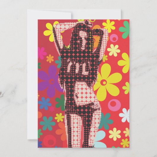 Hippy 60s retro partijthema kaart (Voorkant)
