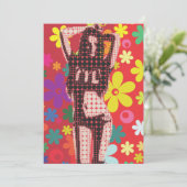 Hippy 60s retro partijthema kaart (Staand voorkant)