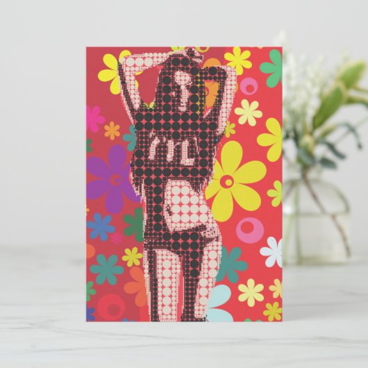 Hippy 60s retro partijthema kaart (Staand voorkant)