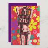 Hippy 60s retro partijthema kaart (Voorkant / Achterkant)