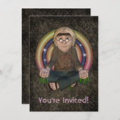 Hippy 60's Uitnodiging van de Middelgrote Partij (Voorkant / Achterkant)