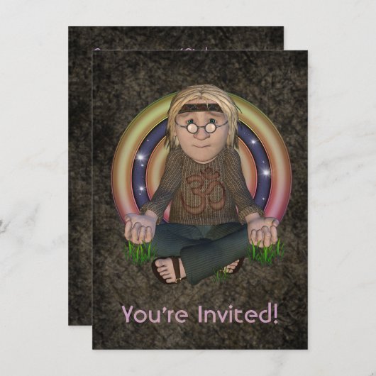 Hippy 60's Uitnodiging van de Middelgrote Partij (Voorkant / Achterkant)