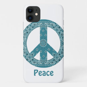 Hippy Bandanna Peace Sign Blauwgroen Case-Mate iPhone Case