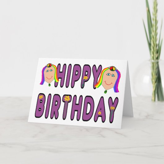 Hippy Birthday Kaart (Voorkant)