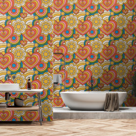 Hippy BoHo Harten en Draaikolk Patronen Behang
