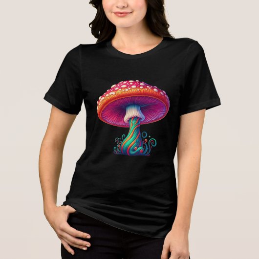 Hippy Boho Mushroom – 60s 70s Fashion Tri-Blend Shirt (Voorkant)