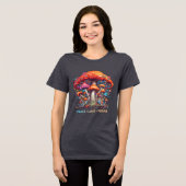 Hippy Boho Mushroom Peace Love Vegan Tri-Blend Shirt (Voorkant volledig)