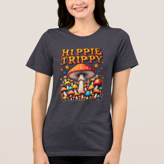 Hippy Boho Mushroom Peace Trippy Tri-Blend Shirt (Voorkant)
