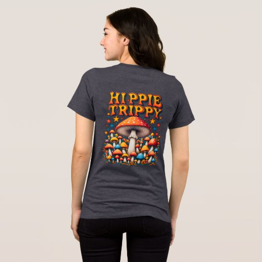 Hippy Boho Mushroom Peace Trippy Tri-Blend Shirt (Achterkant volledig)