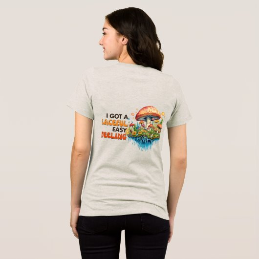 Hippy Boho Mushroom Peace Trippy Tri-Blend Shirt (Achterkant volledig)