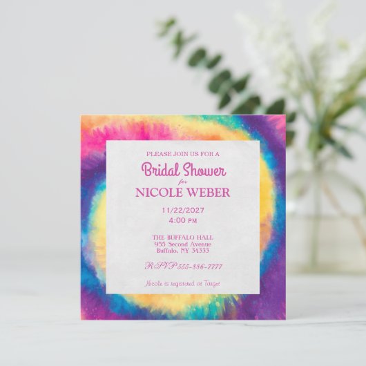 Hippy Boho Tie Dye Tye Bridal Shower Kaart (Staand voorkant)