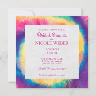 Hippy Boho Tie Dye Tye Bridal Shower Kaart