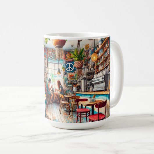Hippy Café in de Waterverf van Miami Koffiemok (Voorkant rechts)