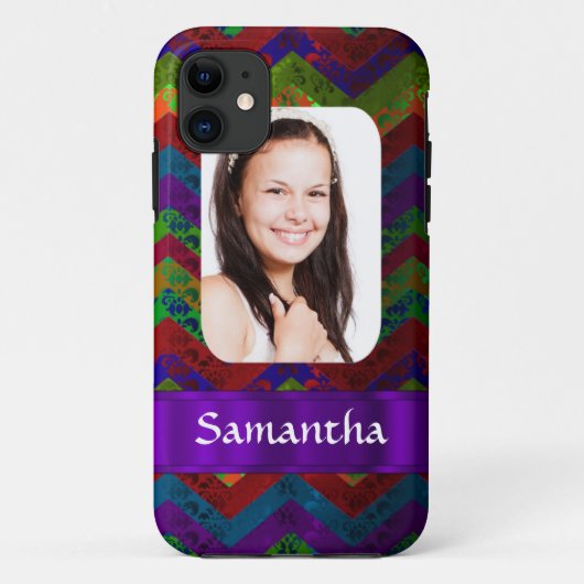 Hippy chevron gepersonaliseerde foto sjabloon Case-Mate iPhone case (Achterkant)
