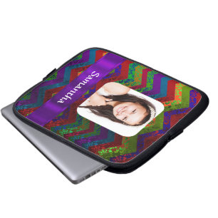 Hippy chevron gepersonaliseerde foto sjabloon laptop sleeve