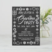 Hippy Chic Decorated Chalkboard Garden Party Kaart (Staand voorkant)