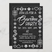 Hippy Chic Decorated Chalkboard Garden Party Kaart (Voorkant / Achterkant)