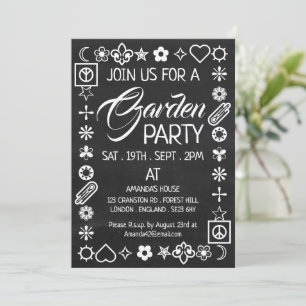 Hippy Chic Decorated Chalkboard Garden Party Kaart