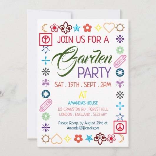 Hippy Chic Decorated Garden Party Kaart (Voorkant)