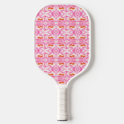 Hippy Chic roze en Oranje Stropdas-kleurstof Pickleball Paddle (Voorkant)