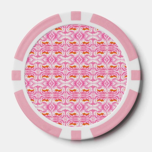 Hippy Chic roze en Oranje Stropdas-kleurstof Poker Chips (Voorkant)