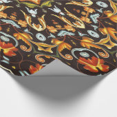 Hippy Chic Zendala sinaasappel bladeren bloemenman Cadeaupapier (Hoek)