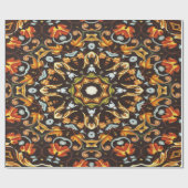 Hippy Chic Zendala sinaasappel bladeren bloemenman Cadeaupapier (Vlak)