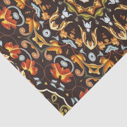 Hippy Chic Zendala sinaasappel bladeren bloemenman Tissuepapier (Detail)