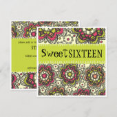 Hippy Chick helemaal Retro Sweet 16 Birthday Party Kaart (Voorkant / Achterkant)
