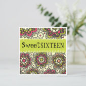 Hippy Chick helemaal Retro Sweet 16 Birthday Party Kaart (Staand voorkant)