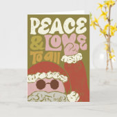Hippy Christmas Retro Santa Gevouwen Wenskaart Kaart (Gele Bloem)