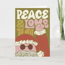 Hippy Christmas Retro Santa Gevouwen Wenskaart Kaart