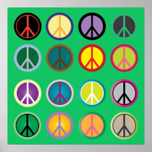 Hippy colorful peace sign retro 60s poster