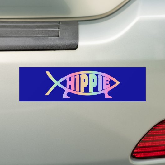 Hippy fish Rainbow Bumpersticker (Op auto)
