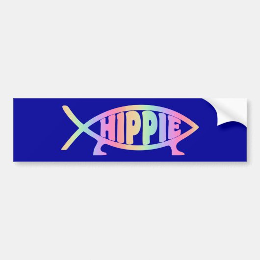 Hippy fish Rainbow Bumpersticker (Voorkant)