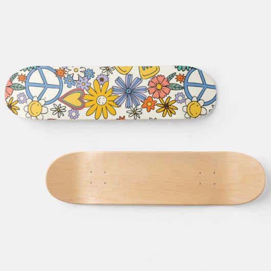 Hippy Floral Style Persoonlijk Skateboard (Horizontaal)