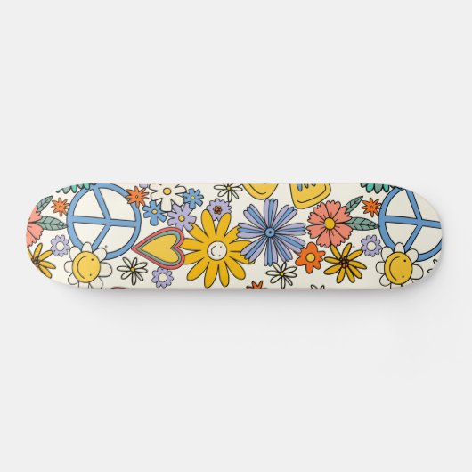 Hippy Floral Style Persoonlijk Skateboard (Horizontaal)