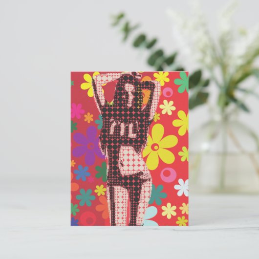 Hippy Flower child 60s-thema Briefkaart (Staand voorkant)