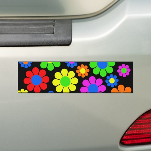 Hippy Flower Collage Bumpersticker (Op auto)