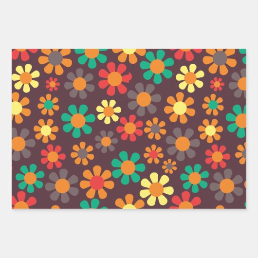 Hippy Flower Daisy Inpakpapier Vel (Voorkant)